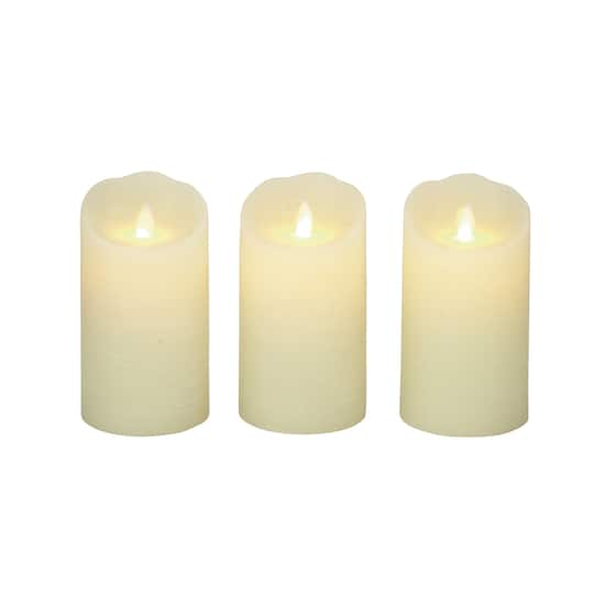 6" Beige Wax Flameless Candles, 3ct. By Ivory And Iris | 3" x 3" x 6" | Michaels®